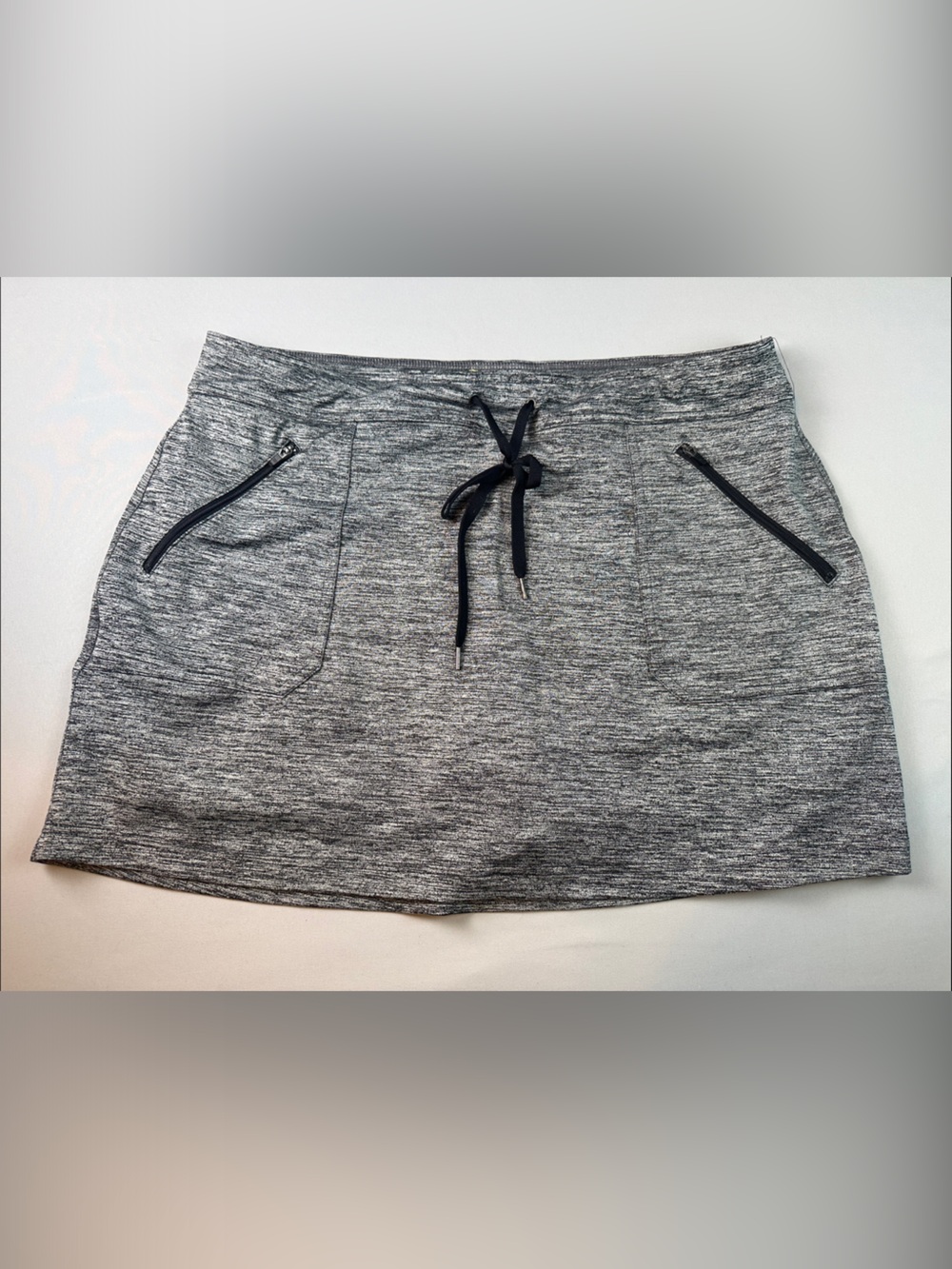 tek gear Women’s Skort Gray Heather Athletic Shorts Skirt Pockets Drawstring